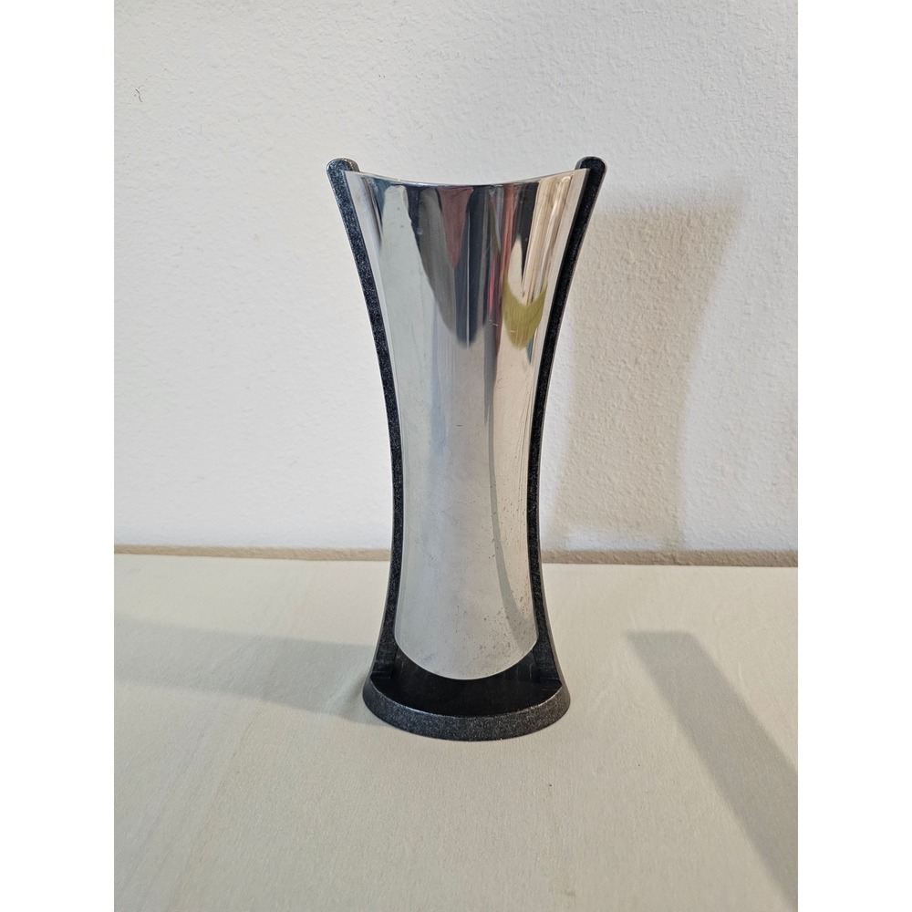 Nambe Neil Cohen MT0338 Silver Alloy and Dark Metal Flared Vase 2010 Modern